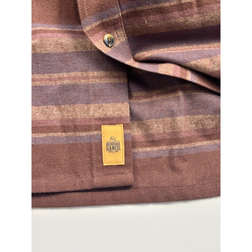 RedHead Mens NWT 2XL Tully Creek Dark Brown Striped Button Down Flannel Shirt - Picture 4 of 9